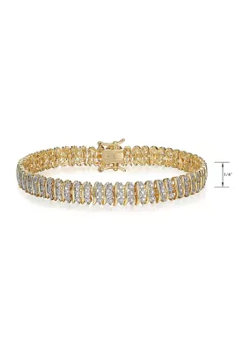 Diamond Accent Triple Row Bonze Tennis Bracelet, 7.25"