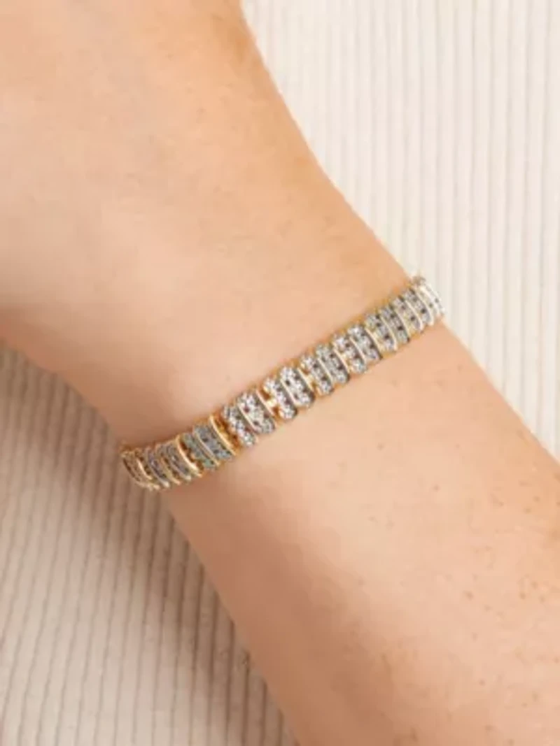 Diamond Accent Triple Row Bonze Tennis Bracelet, 7.25"