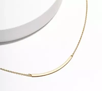 High Polished 18K Gold Over Sterling Silver Bar Necklace