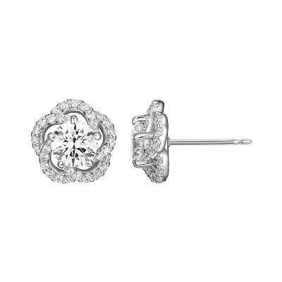 Halo Stud Earrings in Sterling Silver