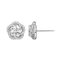 Halo Stud Earrings in Sterling Silver