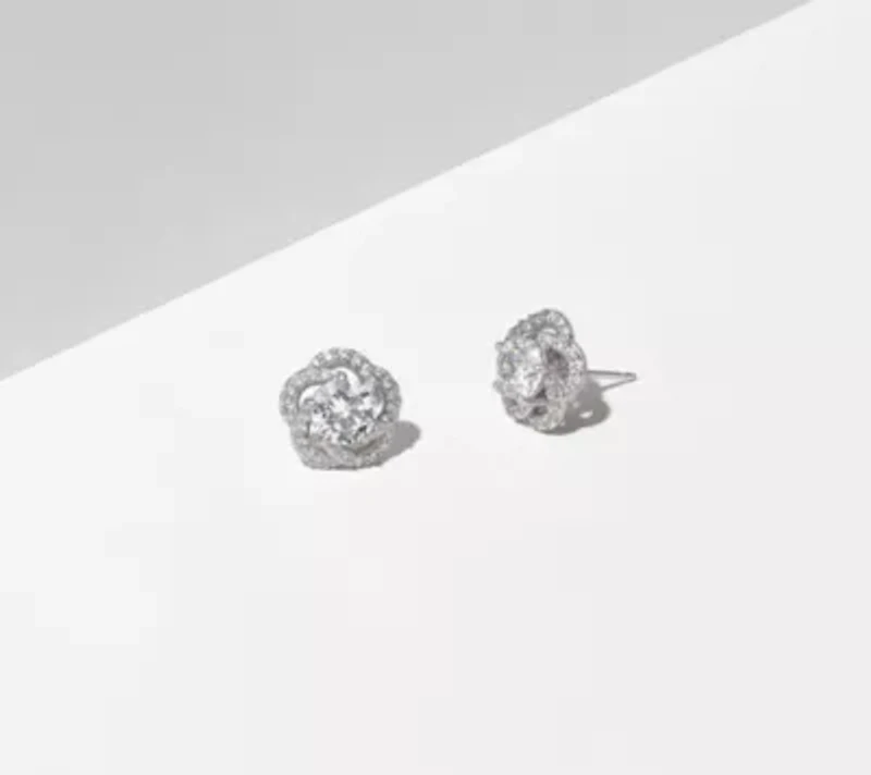 Halo Stud Earrings in Sterling Silver