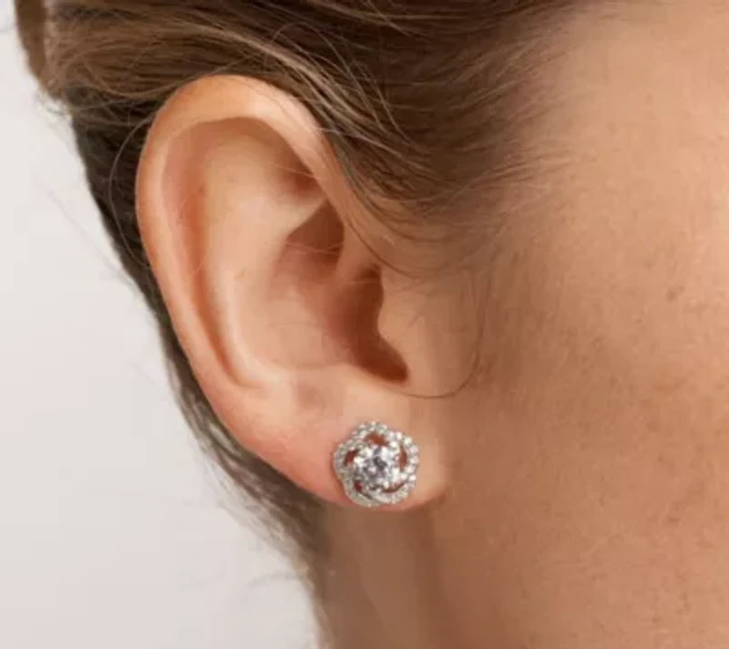 Halo Stud Earrings in Sterling Silver