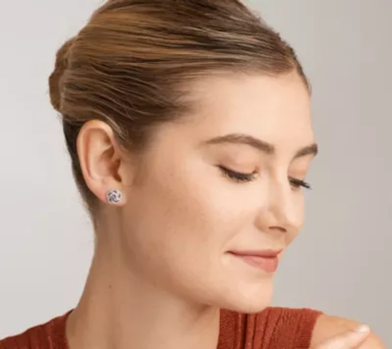 Halo Stud Earrings in Sterling Silver