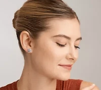 Halo Stud Earrings in Sterling Silver
