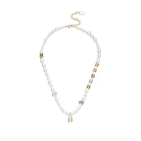 Signature Block Pearl Necklace