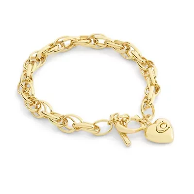 Signature Heart Charm Interlocking Link Bracelet