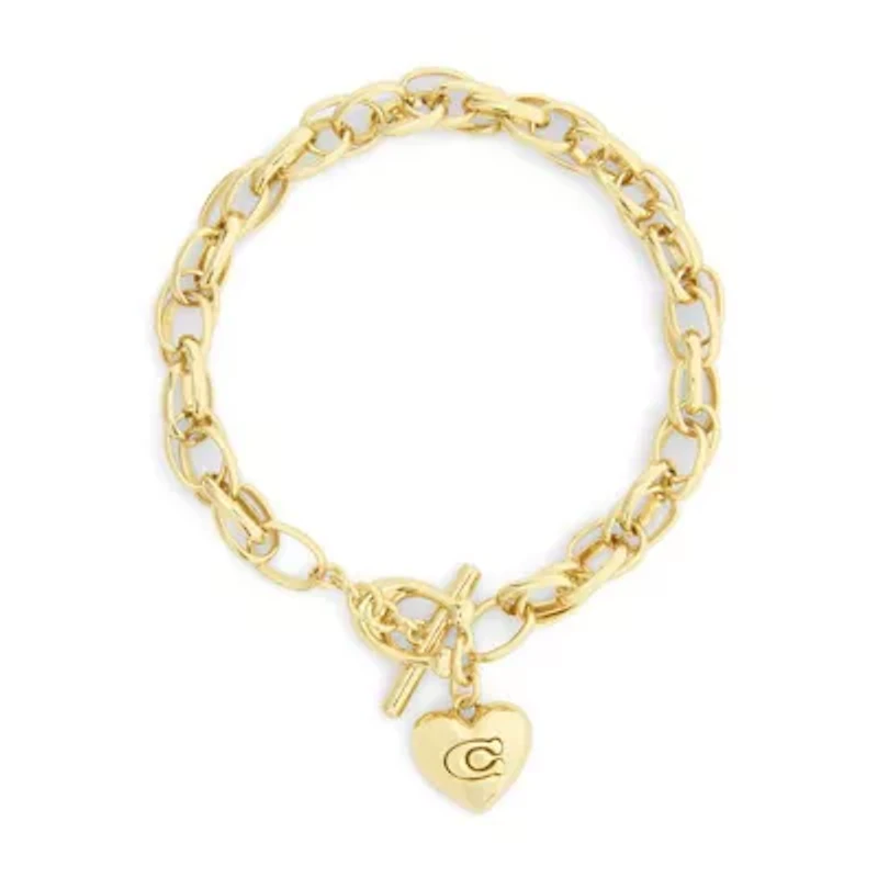Signature Heart Charm Interlocking Link Bracelet