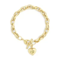 Signature Heart Charm Interlocking Link Bracelet
