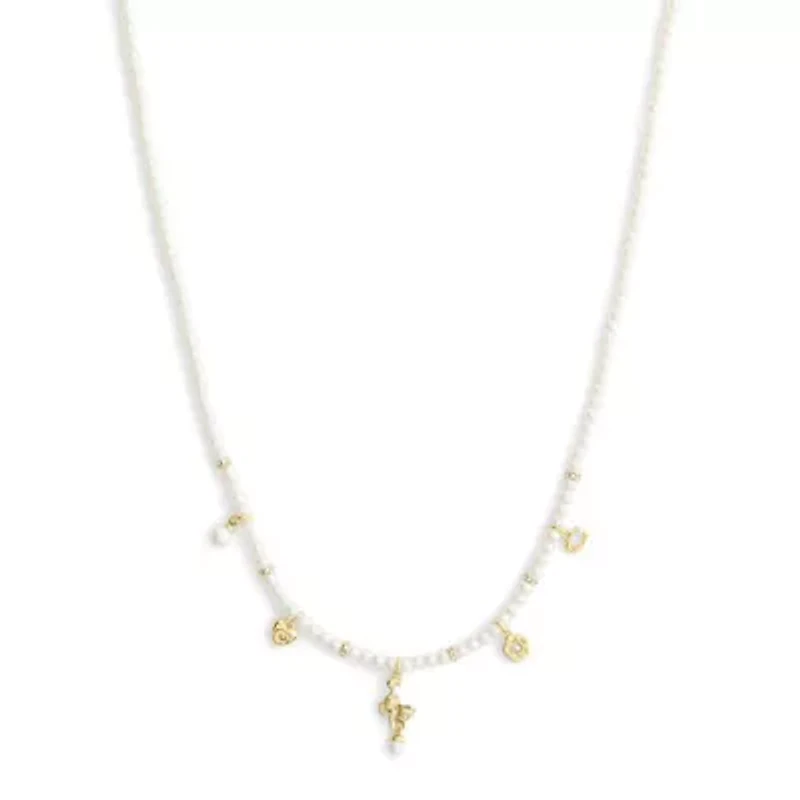 Signature Cat Charm Pearl Strand Necklace