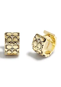 Quilted C Swarovski® Crystals Huggie Earrings