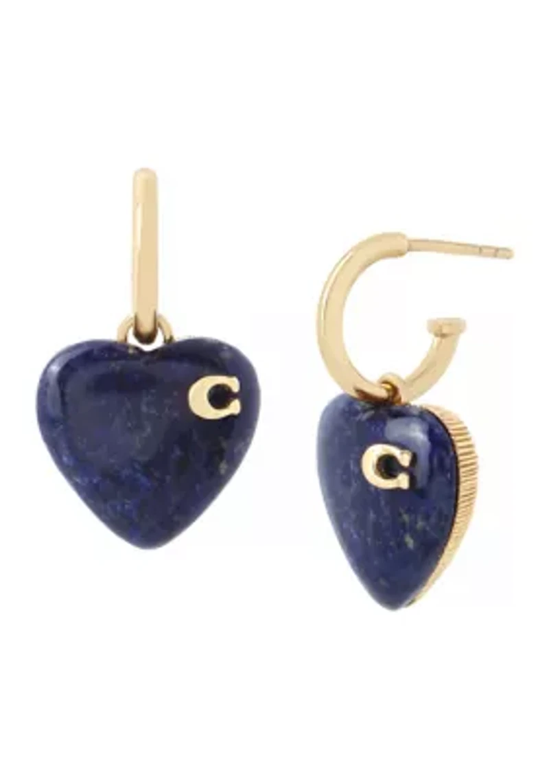 Lapis Heart Huggie Earrings