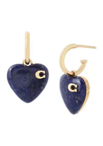 Lapis Heart Huggie Earrings