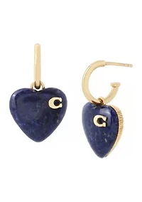 Lapis Heart Huggie Earrings