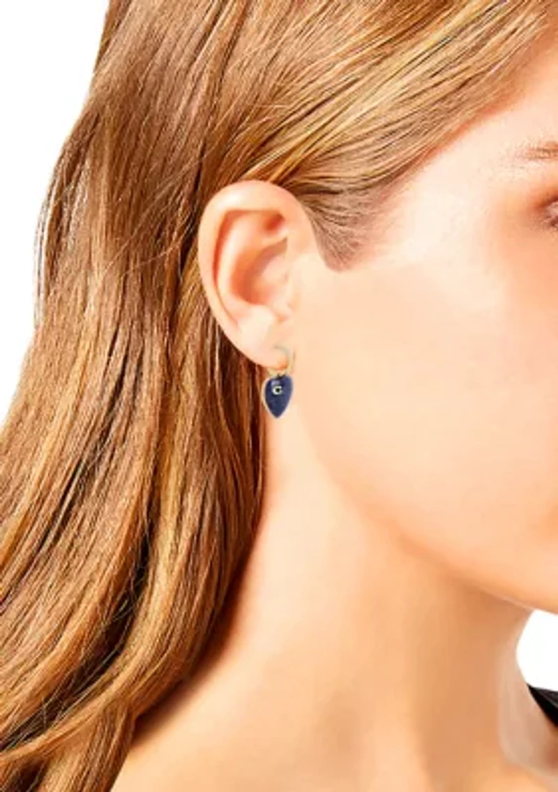 Lapis Heart Huggie Earrings