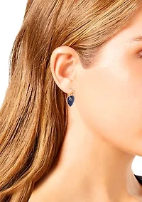 Lapis Heart Huggie Earrings