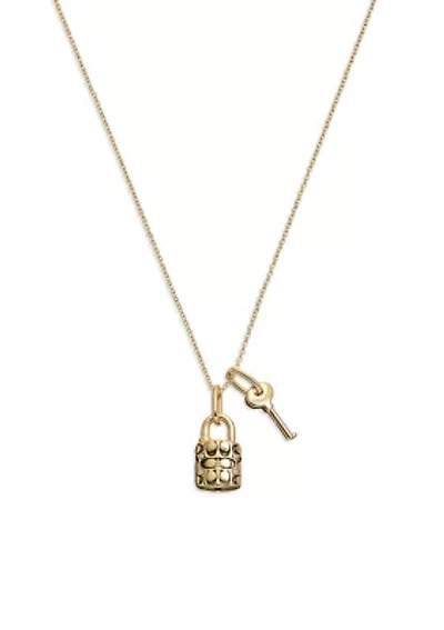 Quilted Padlock & Key Necklace