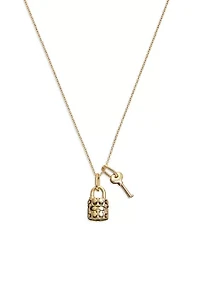 Quilted Padlock & Key Necklace
