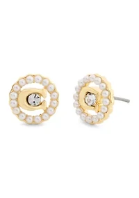 Signature C Pearl Stud Earrings