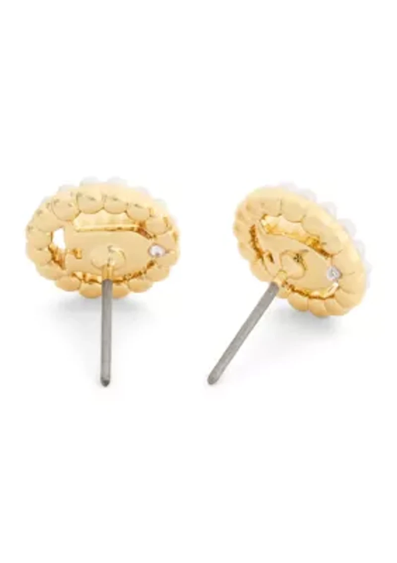 Signature C Pearl Stud Earrings