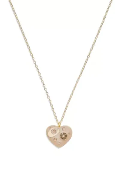 Gold Tone Signature Resin Heart Pendant Necklace