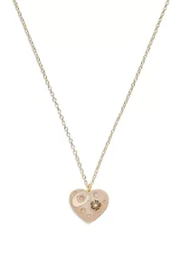Gold Tone Signature Resin Heart Pendant Necklace
