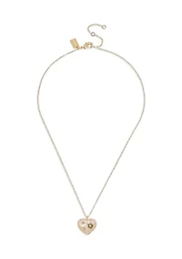 Gold Tone Signature Resin Heart Pendant Necklace