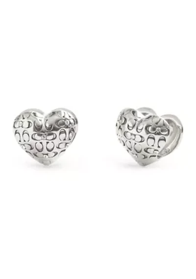 Signature Quilted Puffy Heart Huggie Earrings