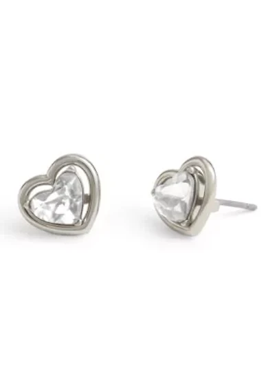 Halo Heart Stud Earrings