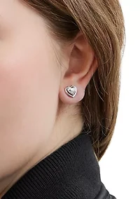 Halo Heart Stud Earrings