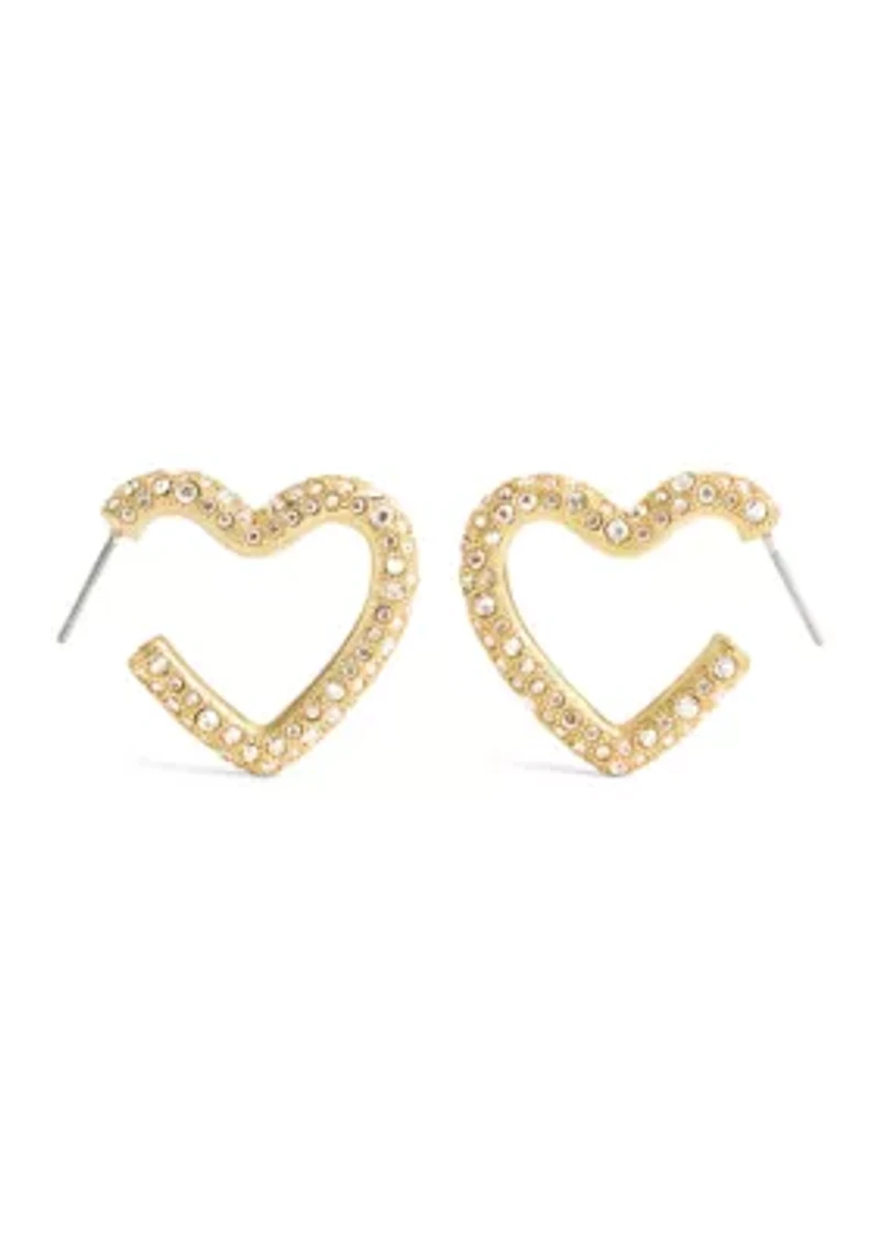 Pavé Heart Hoop Earrings