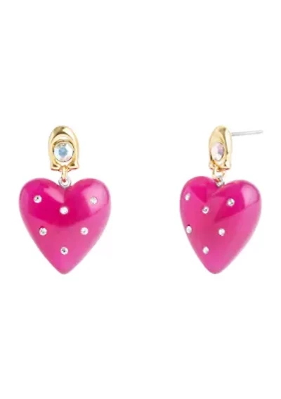 Vintage Charms Signature Puffy Heart Drop Earrings