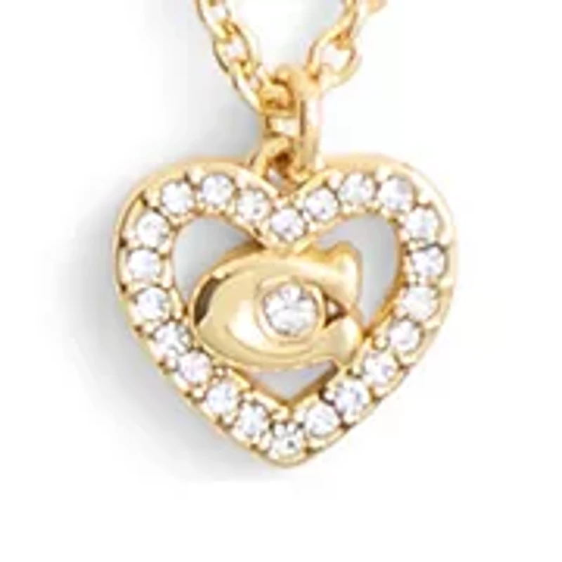 Signature C Pavé Heart Pendant Necklace