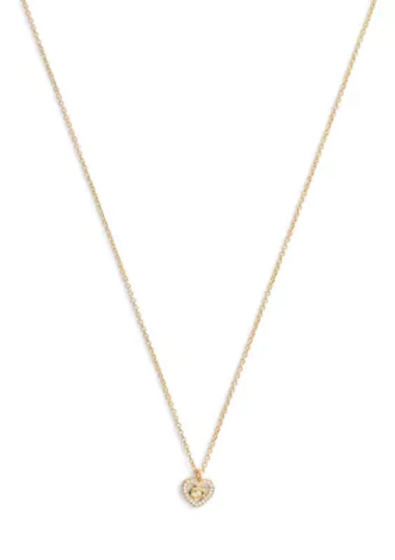 Signature C Pavé Heart Pendant Necklace