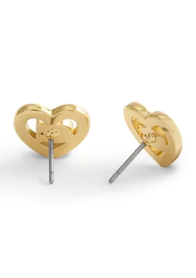 Signature C Pavé Heart Stud Earrings