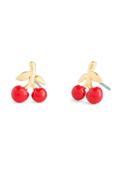 Vintage Charms Cherry Stud Earrings