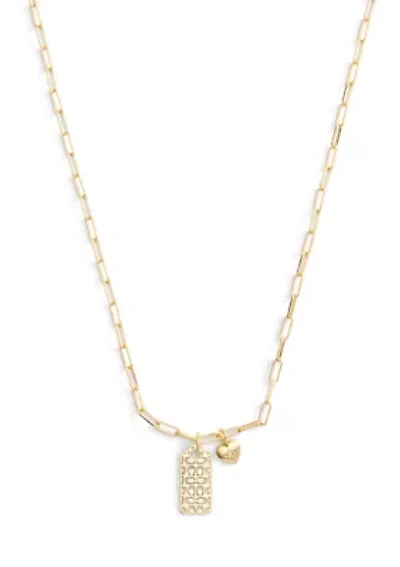 Signature Quilted Cut-Out Hangtag Pendant Necklace