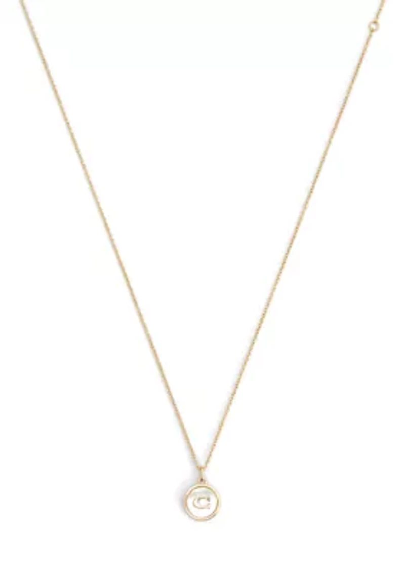 Signature Mother of Pearl Coin Pendant Necklace