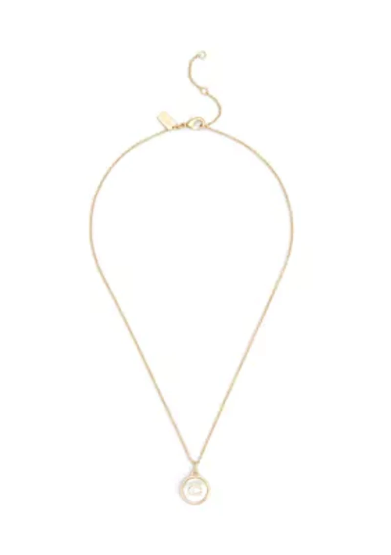 Signature Mother of Pearl Coin Pendant Necklace