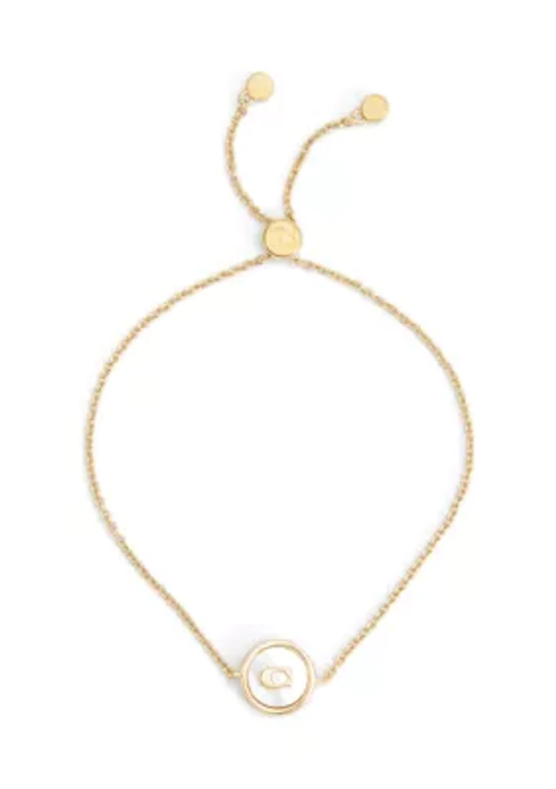 Signature Mother of Pearl Coin Slider Bracelet