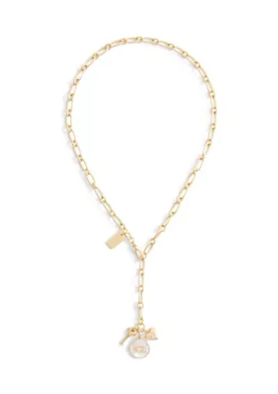 Signature Mother of Pearl Coin Charm Y Necklace