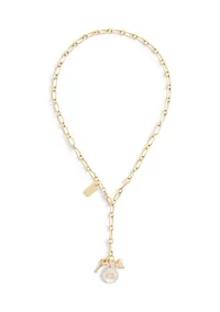 Signature Mother of Pearl Coin Charm Y Necklace