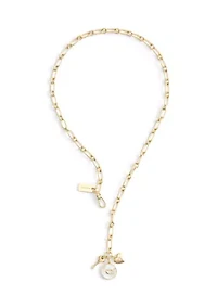 Signature Mother of Pearl Coin Charm Y Necklace