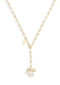 Signature Mother of Pearl Coin Charm Y Necklace