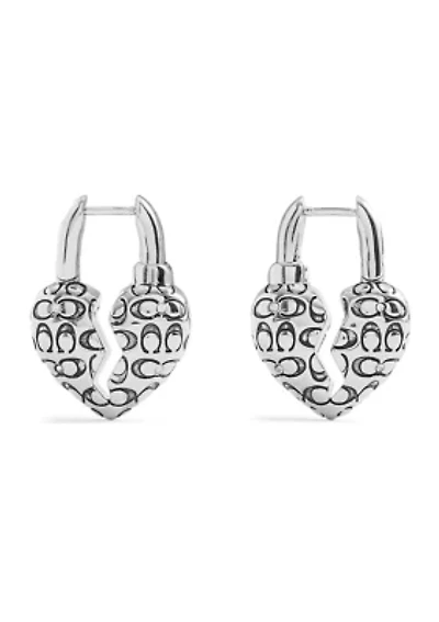 Signature Quilted Broken Heart Huggie Earrings