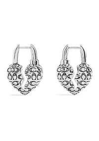 Signature Quilted Broken Heart Huggie Earrings