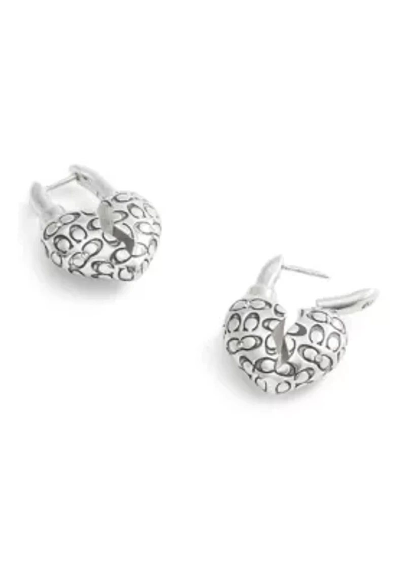 Signature Quilted Broken Heart Huggie Earrings