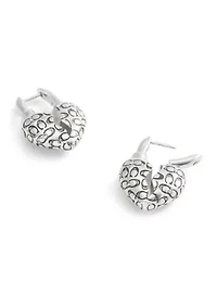 Signature Quilted Broken Heart Huggie Earrings
