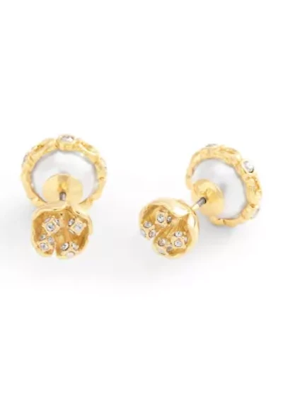 Signature Floral Pearl Orb Jacket Stud Earrings