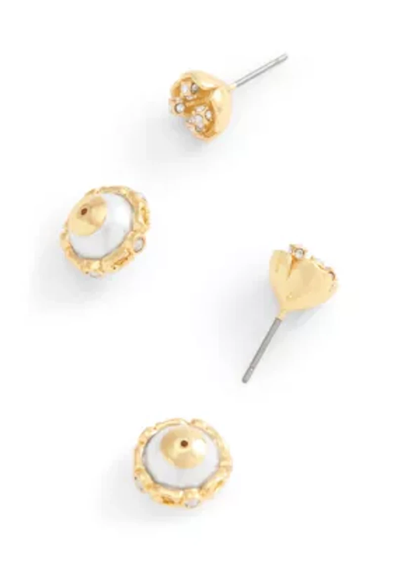 Signature Floral Pearl Orb Jacket Stud Earrings